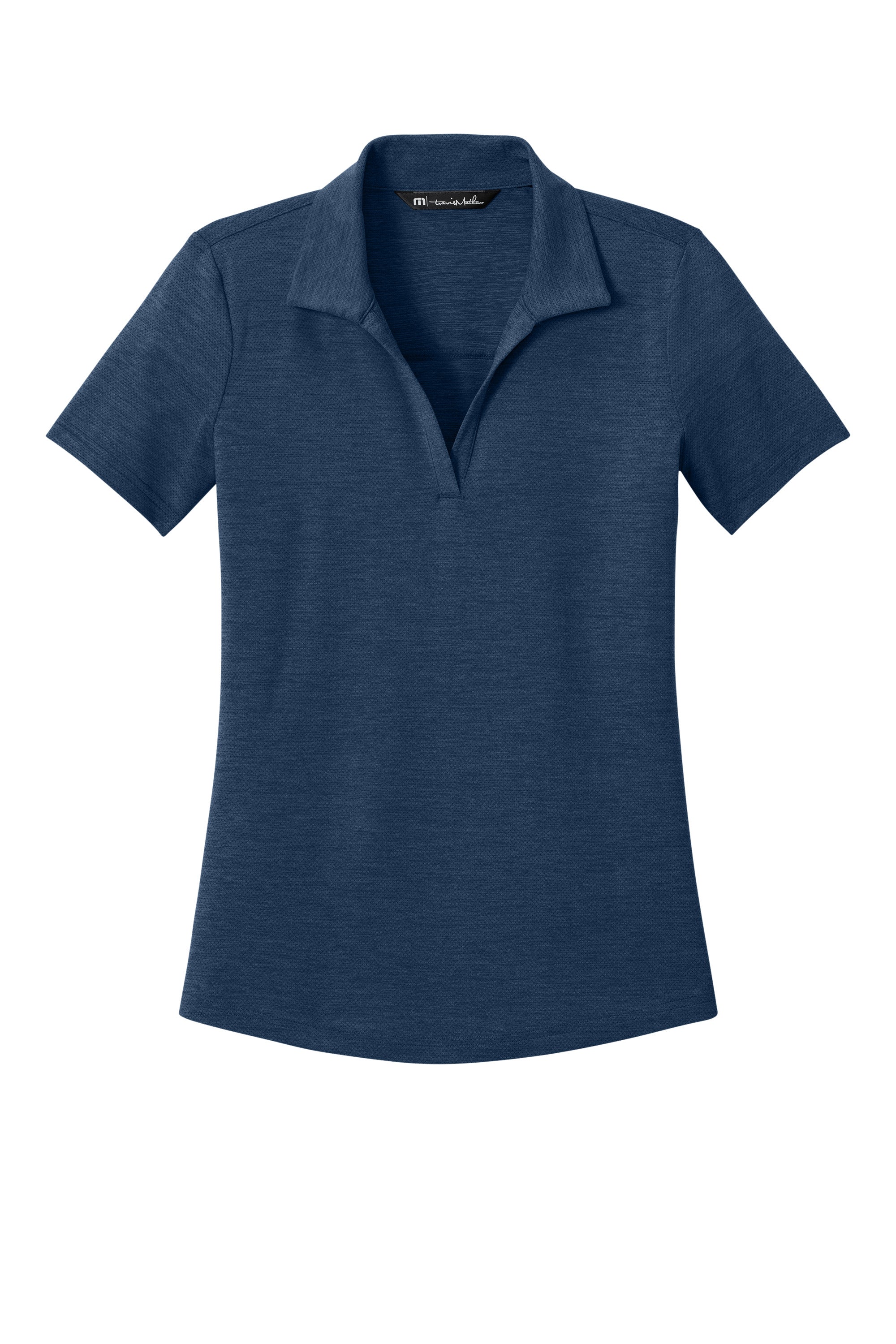 TravisMathew TMA46416 Womens Onward Short Sleeve Polo Shirt Heather Navy Blue Flat Front