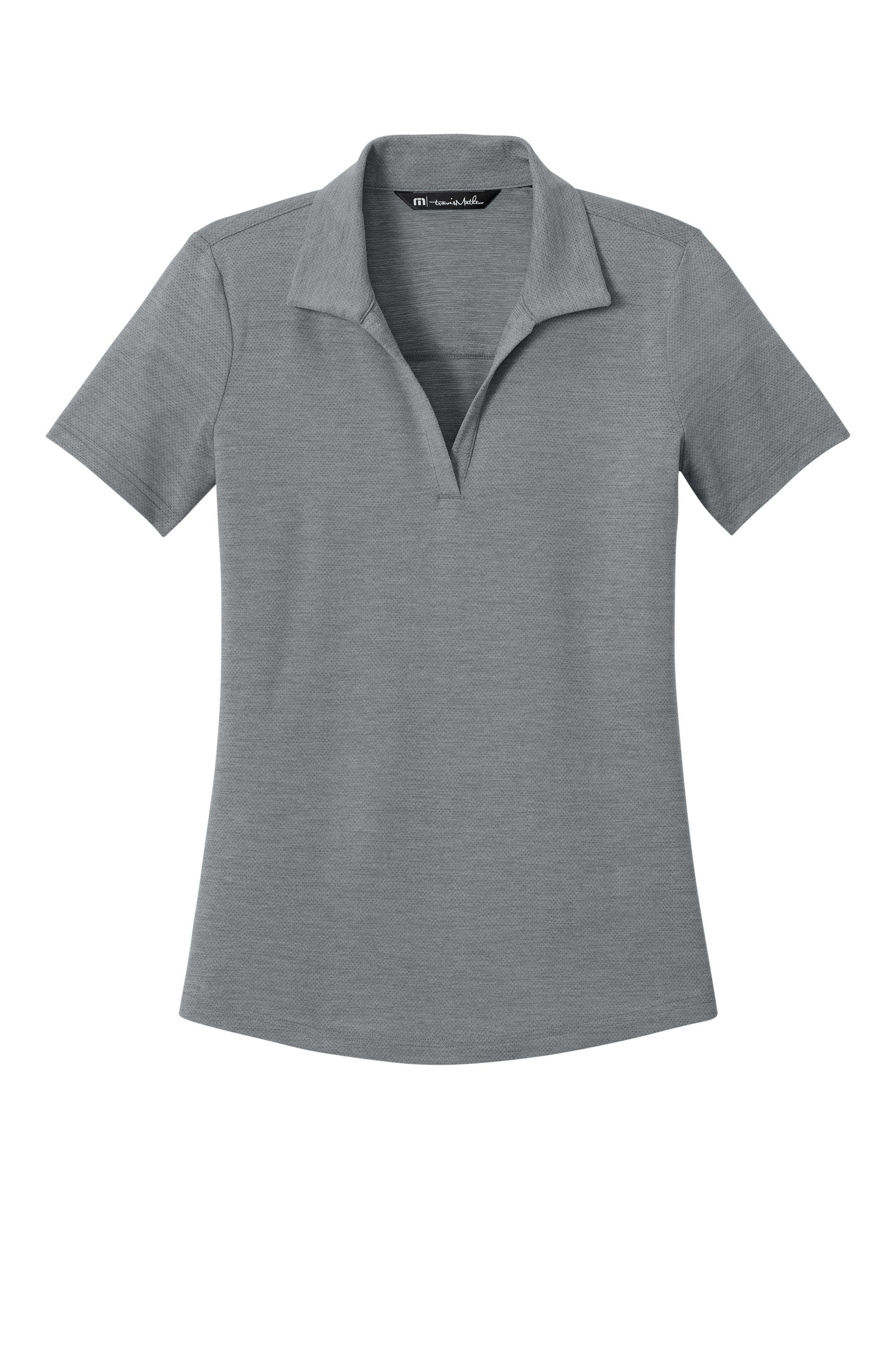 TravisMathew TMA46416 Womens Onward Short Sleeve Polo Shirt Heather Quiet Shade Grey Flat Front