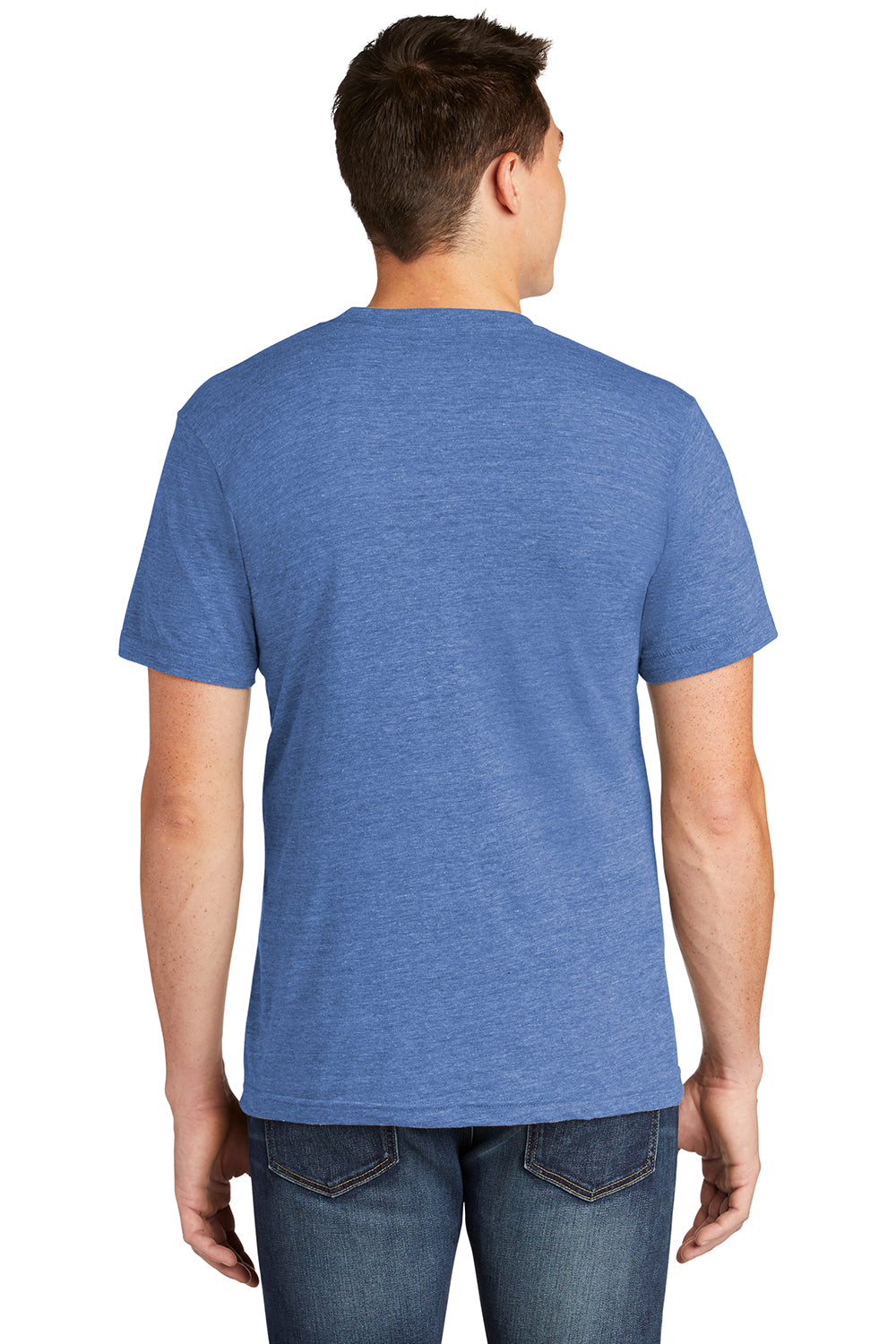 American Apparel TR401 Mens Track Short Sleeve Crewneck T-Shirt Athletic Blue Model Back