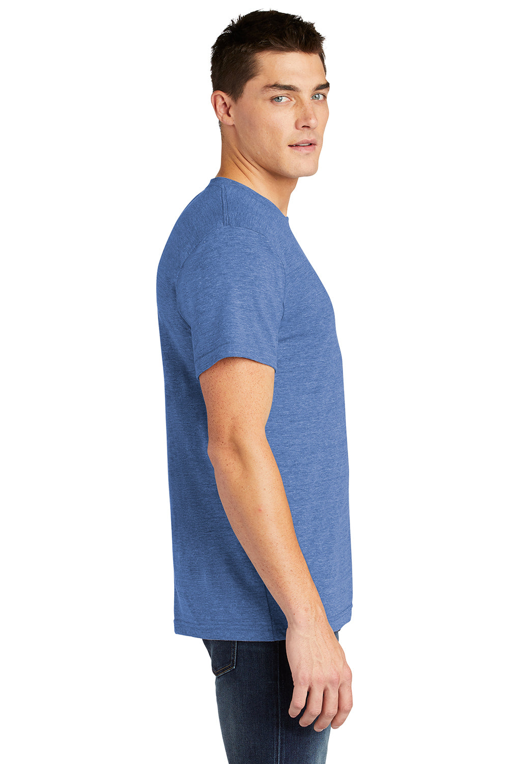 American Apparel TR401 Mens Track Short Sleeve Crewneck T-Shirt Athletic Blue Model Side