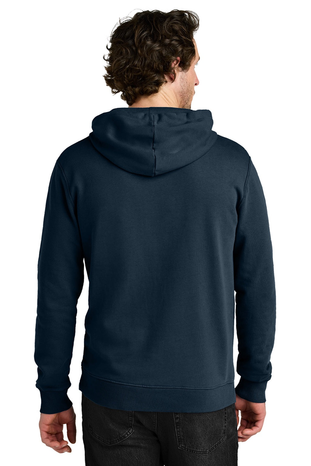 Tentree TTCM3914 Mens Organic Cotton Fleece Hooded Sweatshirt Hoodie Dress Blue Model Back
