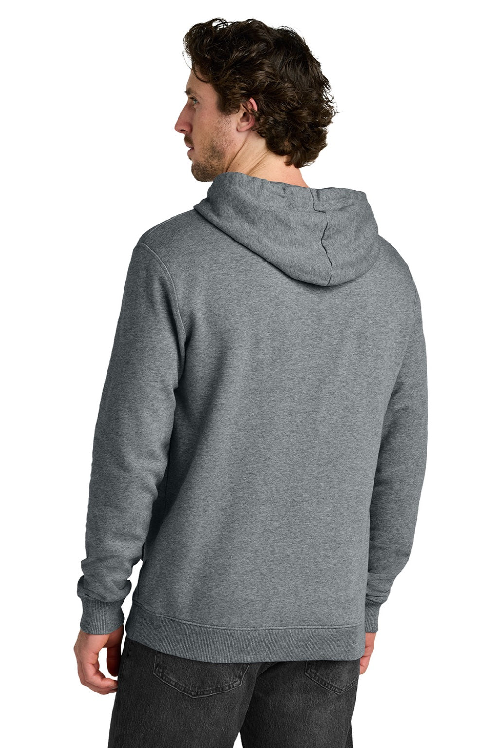 Tentree TTCM3914 Mens Organic Cotton Fleece Hooded Sweatshirt Hoodie Heather Grey Model Back