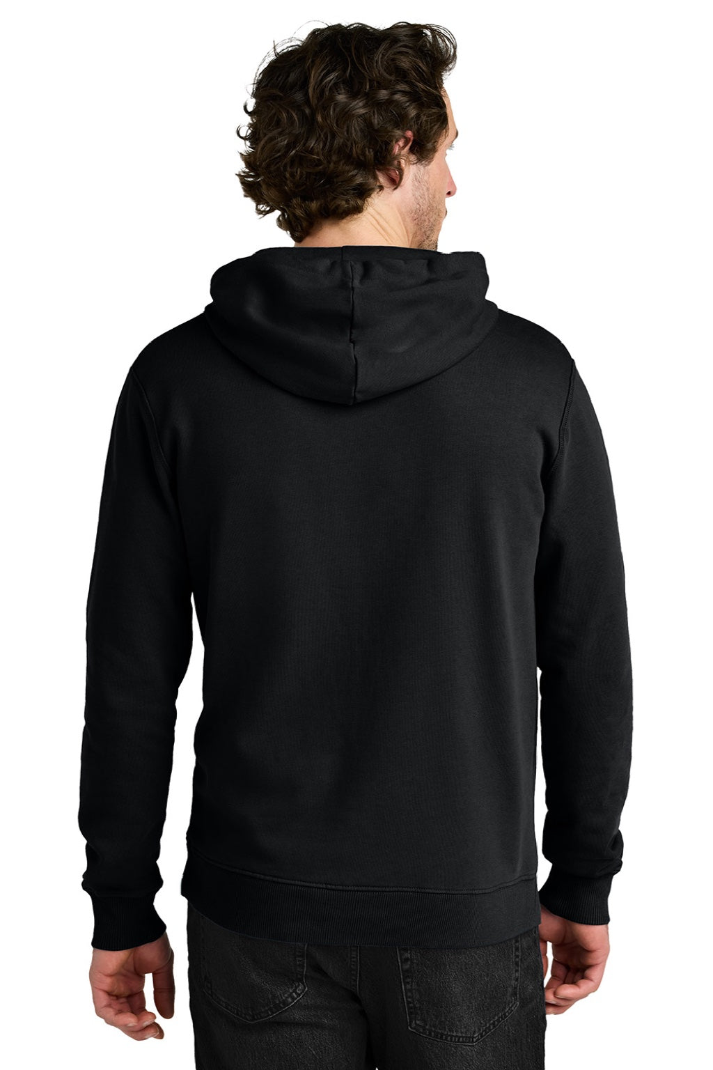 Tentree TTCM3914 Mens Organic Cotton Fleece Hooded Sweatshirt Hoodie Meteorite Black Model Back