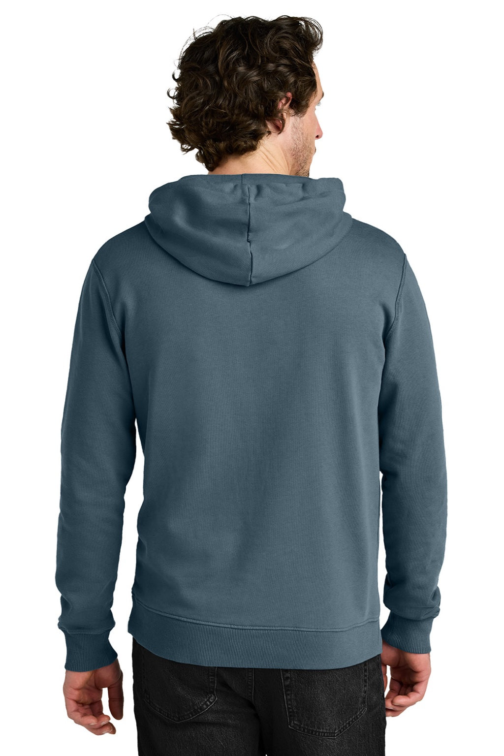 Tentree TTCM3914 Mens Organic Cotton Fleece Hooded Sweatshirt Hoodie Vintage Blue Model Back