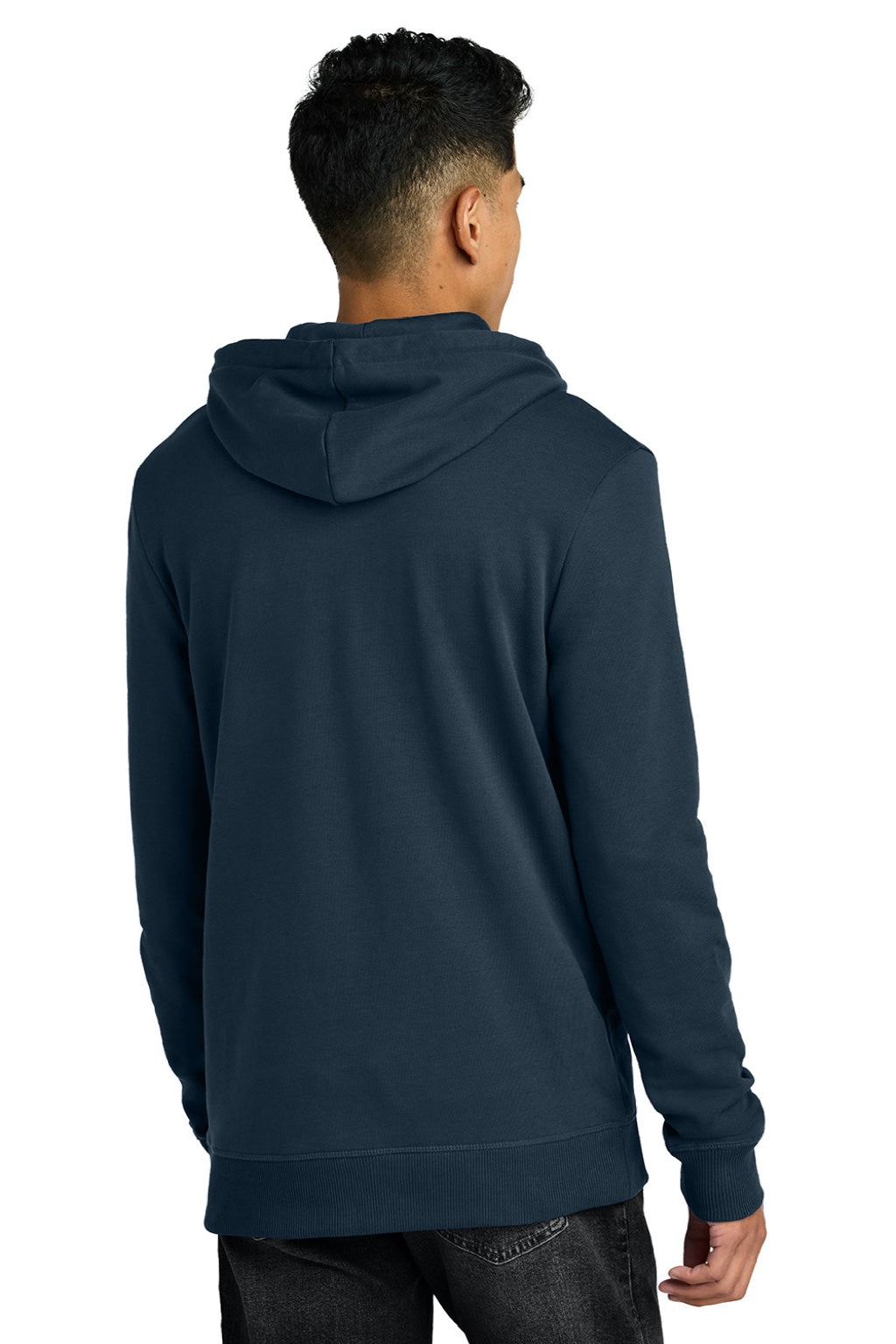 Tentree TTCM4367 Mens Organic Cotton Fleece Full Zip Hooded Sweatshirt Hoodie Dress Blue Model Back