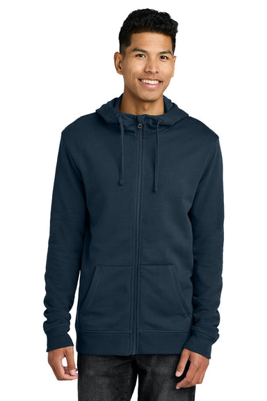 Tentree TTCM4367 Mens Organic Cotton Fleece Full Zip Hooded Sweatshirt Hoodie Dress Blue Model Front