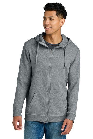 Tentree TTCM4367 Mens Organic Cotton Fleece Full Zip Hooded Sweatshirt Hoodie Heather Grey Model Front