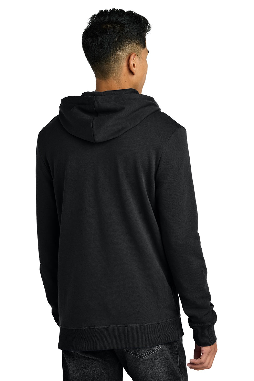Tentree TTCM4367 Mens Organic Cotton Fleece Full Zip Hooded Sweatshirt Hoodie Meteorite Black Model Back