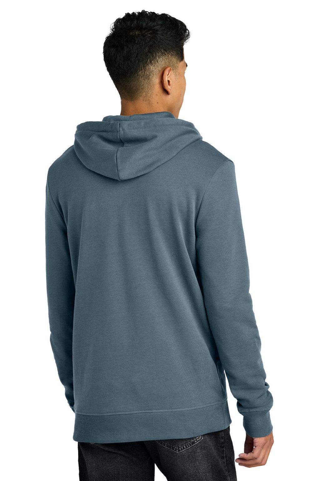Tentree TTCM4367 Mens Organic Cotton Fleece Full Zip Hooded Sweatshirt Hoodie Vintage Blue Model Back