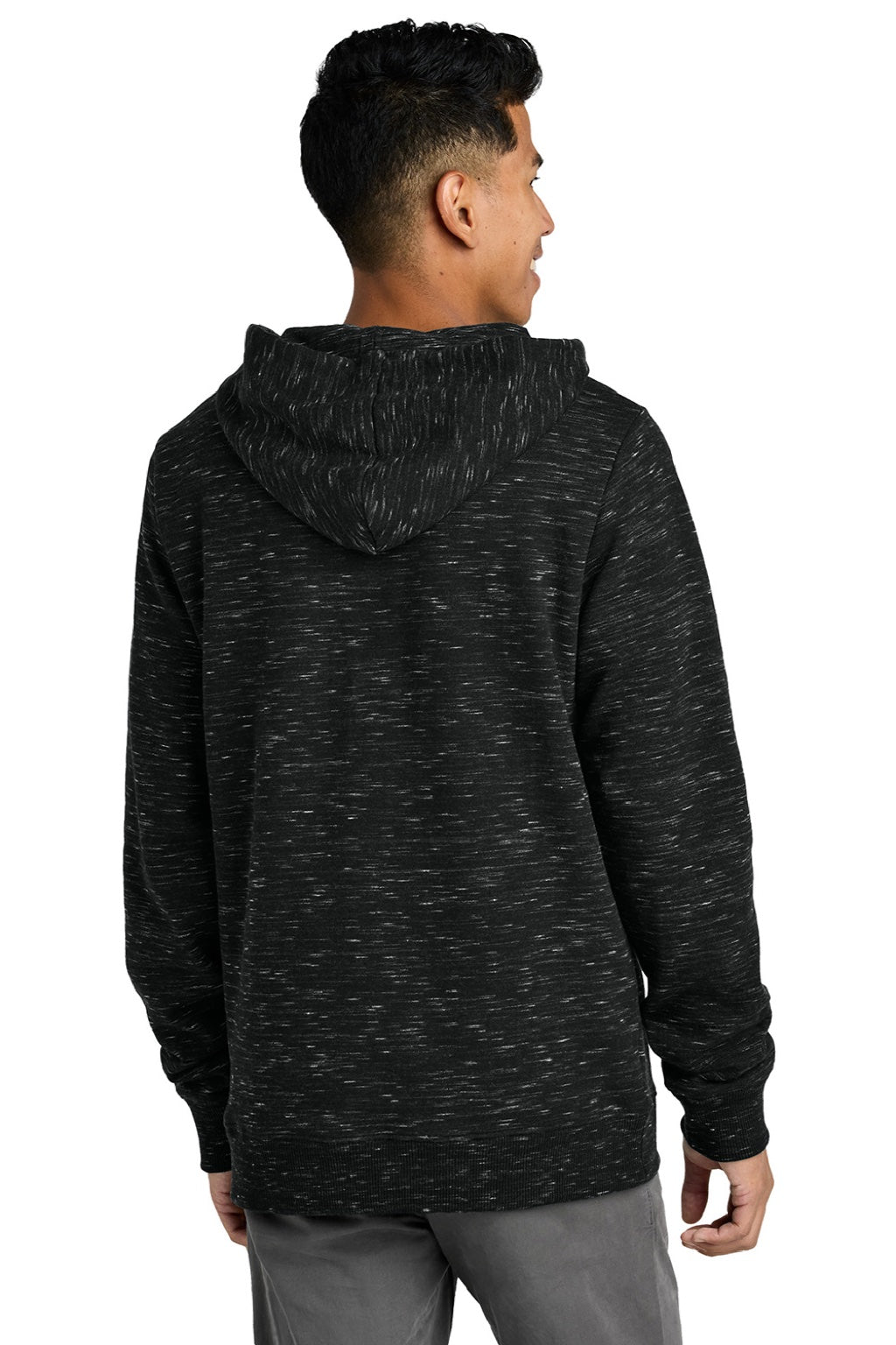 Tentree TTCM4413 Mens Space Dye Fleece Hooded Sweatshirt Hoodie Meteorite Black Space Dye Model Back
