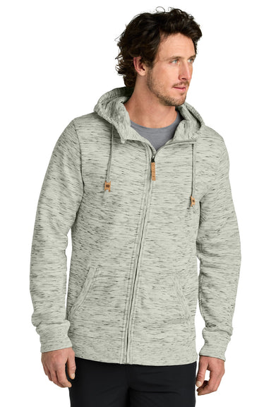 Tentree TTCM4414 Mens Space Dye Fleece Full Zip Hooded Sweatshirt Hoodie High Rise Grey Space Dye Model Front