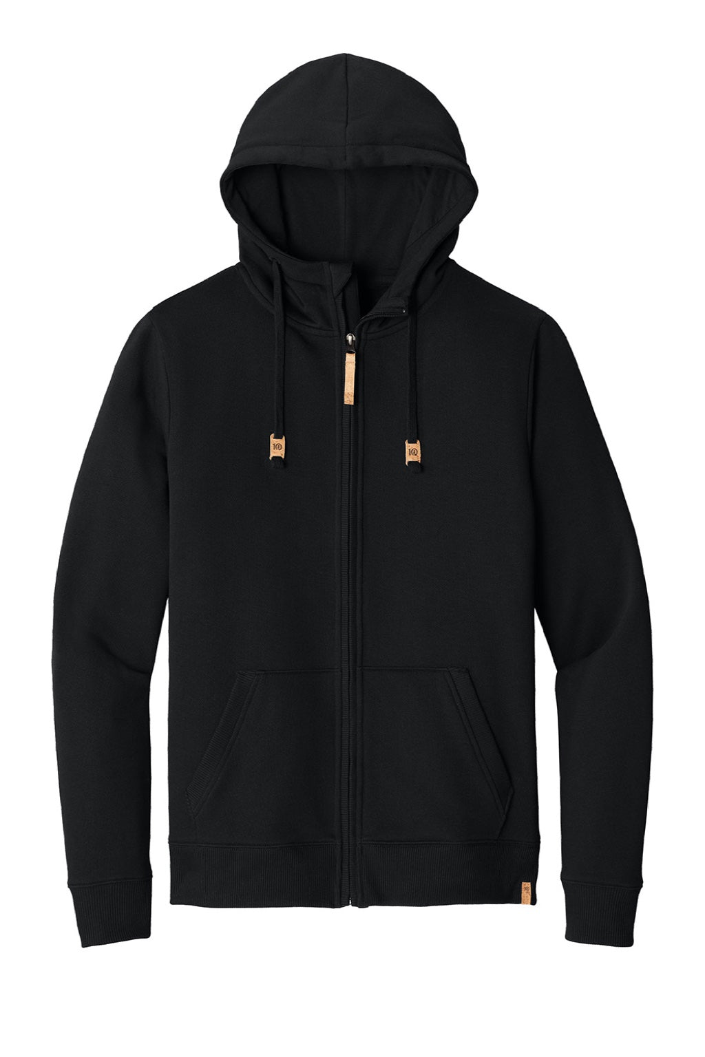 Tentree TTCM4414 Mens Space Dye Fleece Full Zip Hooded Sweatshirt Hoodie Meteorite Black Flat Front