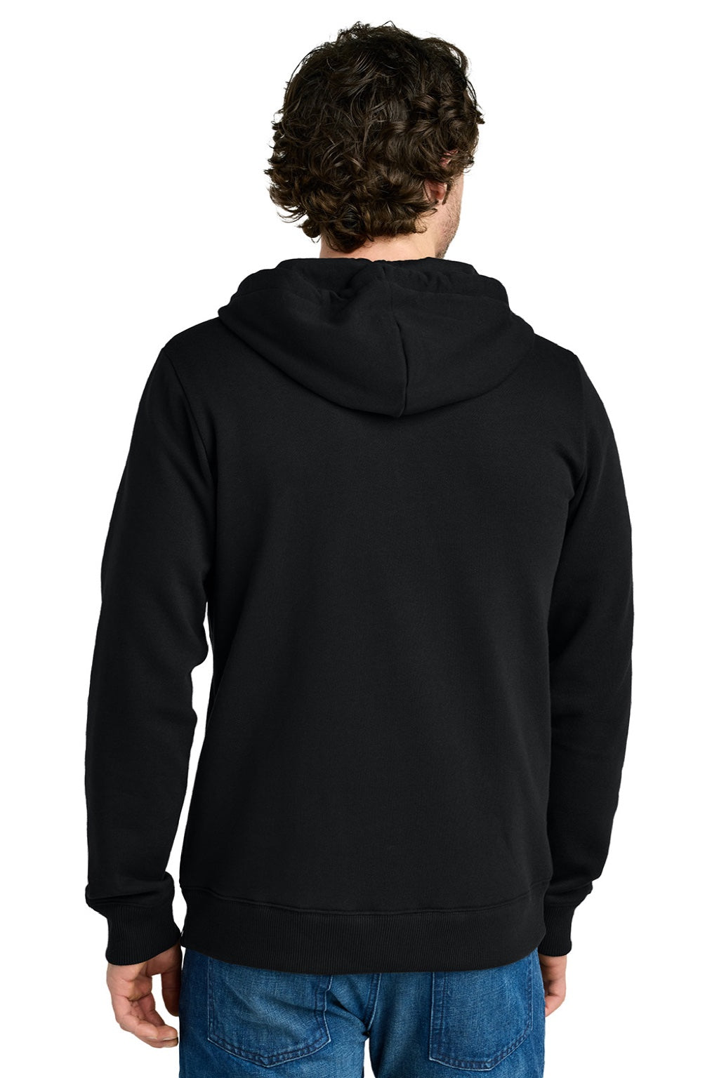 Tentree TTCM4414 Mens Space Dye Fleece Full Zip Hooded Sweatshirt Hoodie Meteorite Black Model Back