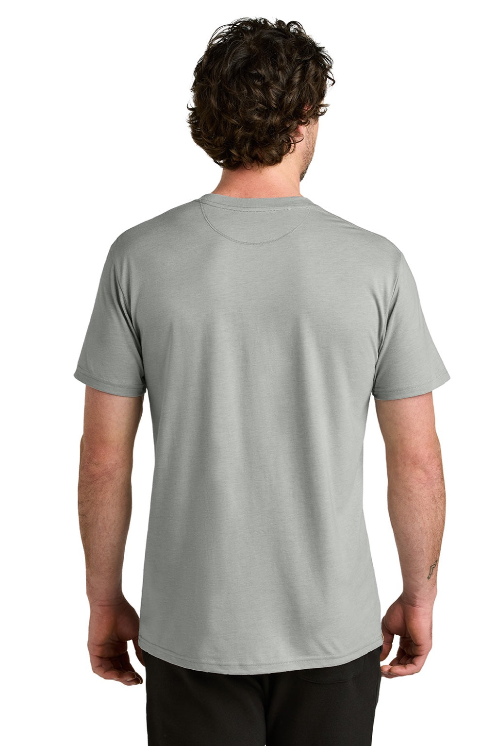 Tentree TTCM4879 Mens TreeBlend Short Sleeve Crewneck T-Shirt Heather High Rise Grey Model Back