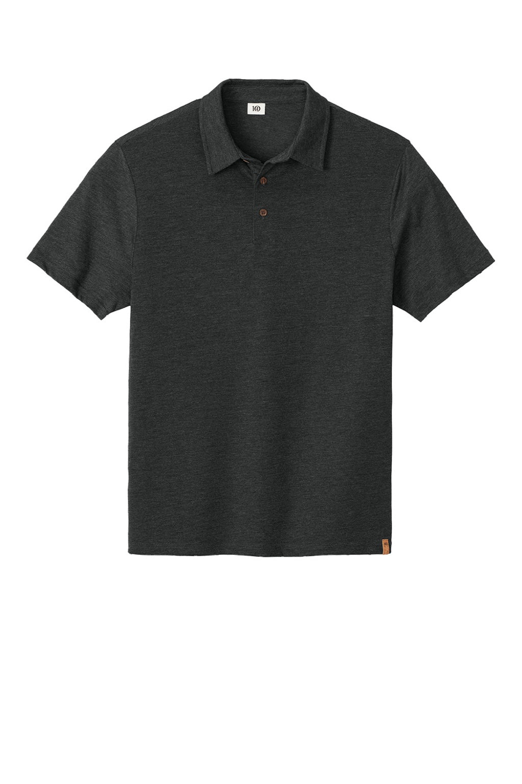 Tentree TTCM5660 Mens TreeBlend Short Sleeve Polo Shirt Heather Meteorite Black Flat Front
