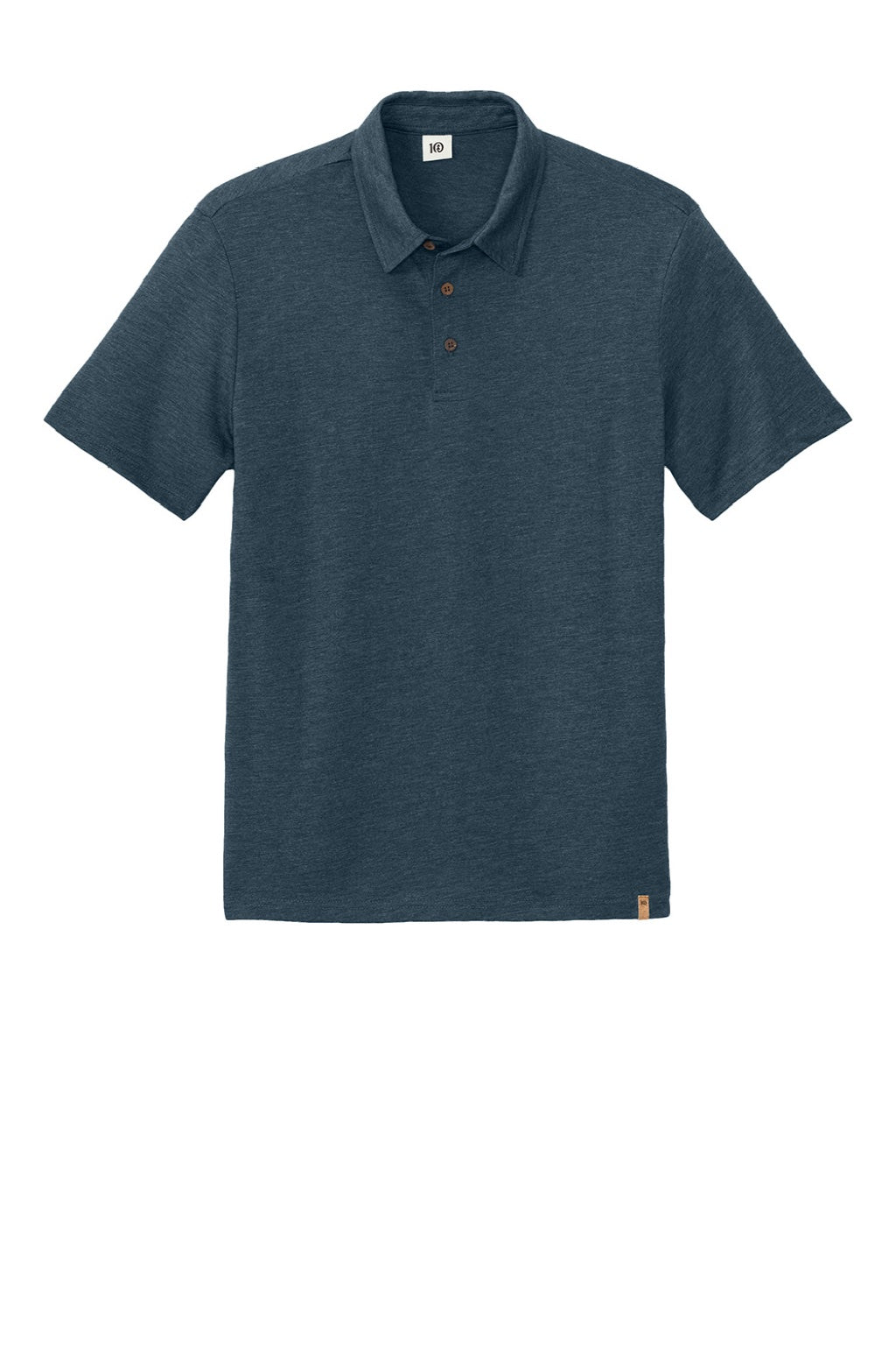 Tentree TTCM5660 Mens TreeBlend Short Sleeve Polo Shirt Heather Moonlit Ocean Blue Flat Front