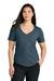 Tentree TTCW5646 Womens TreeBlend Short Sleeve V-Neck T-Shirt Heather Moonlit Ocean Blue Model Front