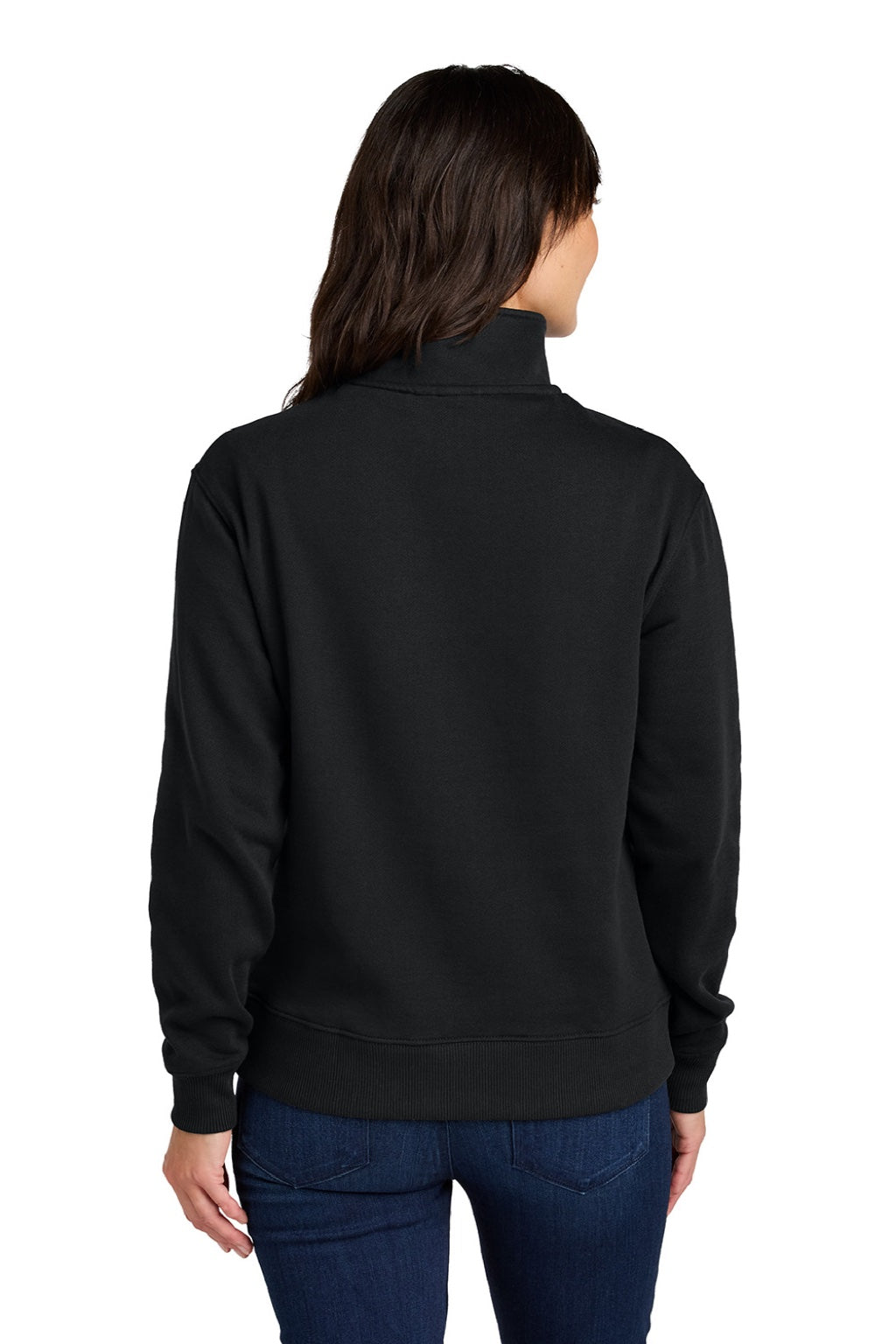 Tentree TTCW6108 Womens Space Dye Fleece 1/4 Zip Sweatshirt Meteorite Black Model Back