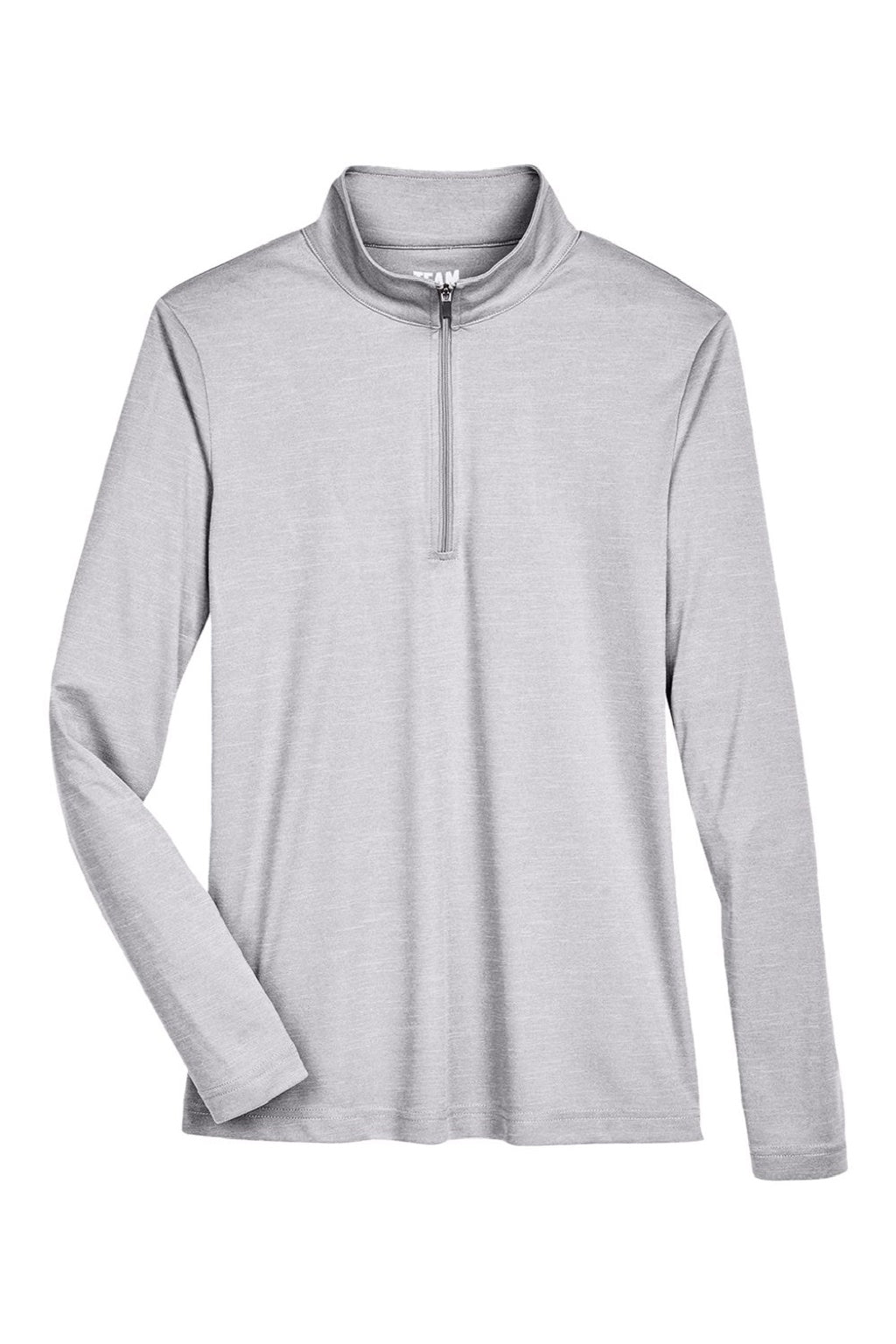 Team 365 TT31HW Womens Zone Sonic Performance Moisture Wicking 1/4 Zip Sweatshirt Heather Grey Flat Front