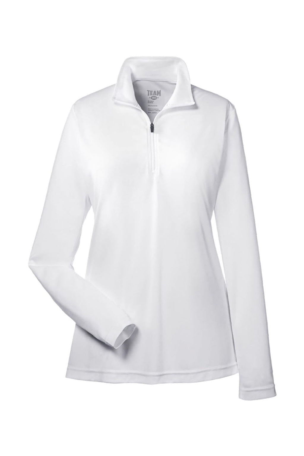 Team 365 TT31W Womens Zone Performance Moisture Wicking 1/4 Zip Sweatshirt White Flat Front