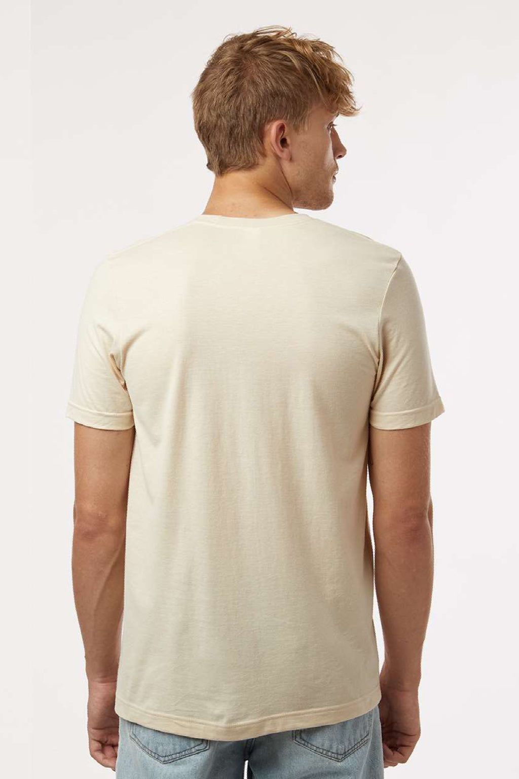 Tultex 602 Mens Short Sleeve Crewneck T-Shirt Cream Model Back
