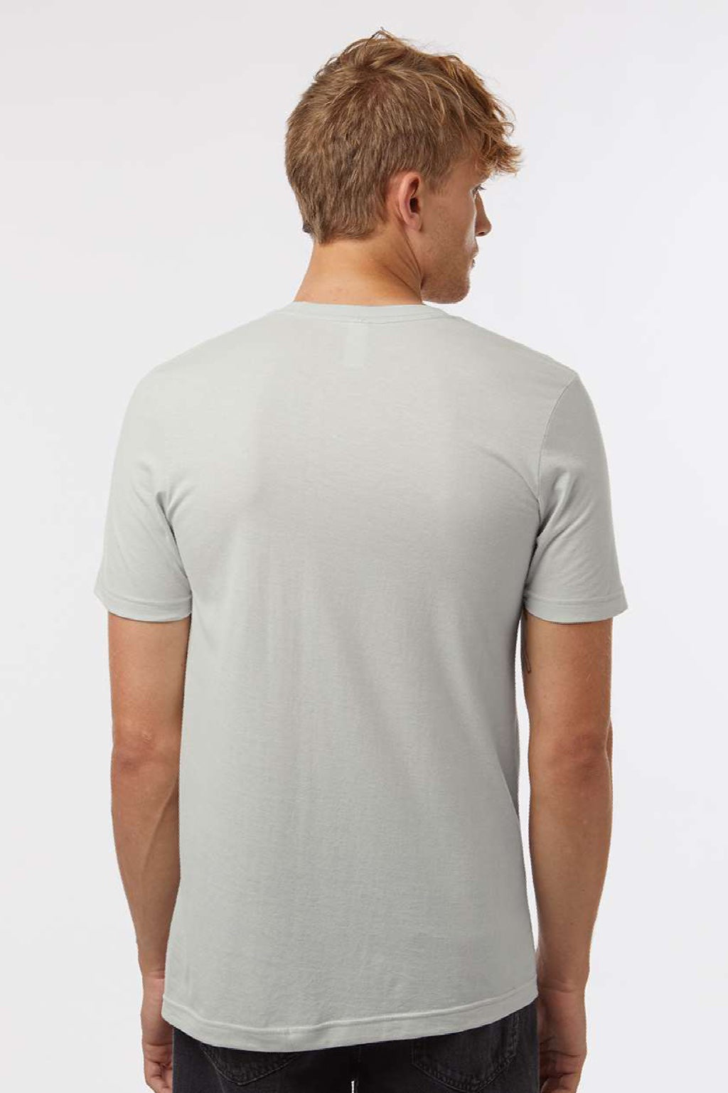 Tultex 602 Mens Short Sleeve Crewneck T-Shirt Light Silver Grey Model Back