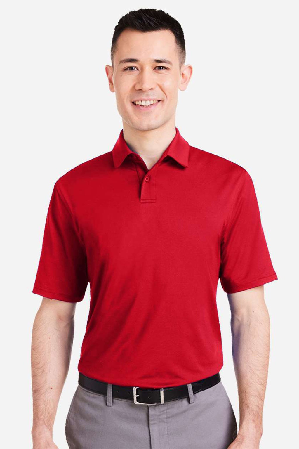 Under Armour 1383255 Mens Recycled Short Sleeve Polo Shirt Red/White Model Front