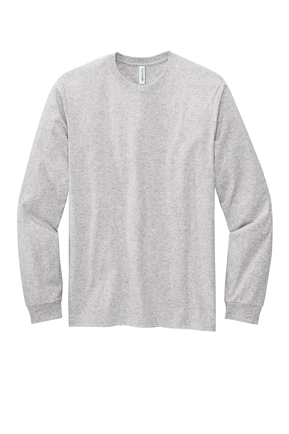 Volunteer Knitwear VL100LS Mens USA Made All American Long Sleeve Crewneck T-Shirt Heather Grey Flat Front