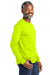 Volunteer Knitwear VL100LS Mens USA Made All American Long Sleeve Crewneck T-Shirt Safety Green Model Side