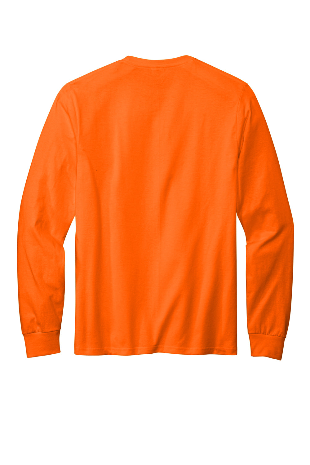 Volunteer Knitwear VL100LS Mens USA Made All American Long Sleeve Crewneck T-Shirt Safety Orange Flat Back