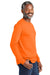 Volunteer Knitwear VL100LS Mens USA Made All American Long Sleeve Crewneck T-Shirt Safety Orange Model Side