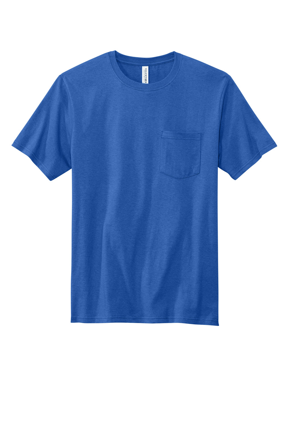 Volunteer Knitwear VL100P Mens USA Made All American Short Sleeve Crewneck T-Shirt w/ Pocket True Royal Blue Flat Front
