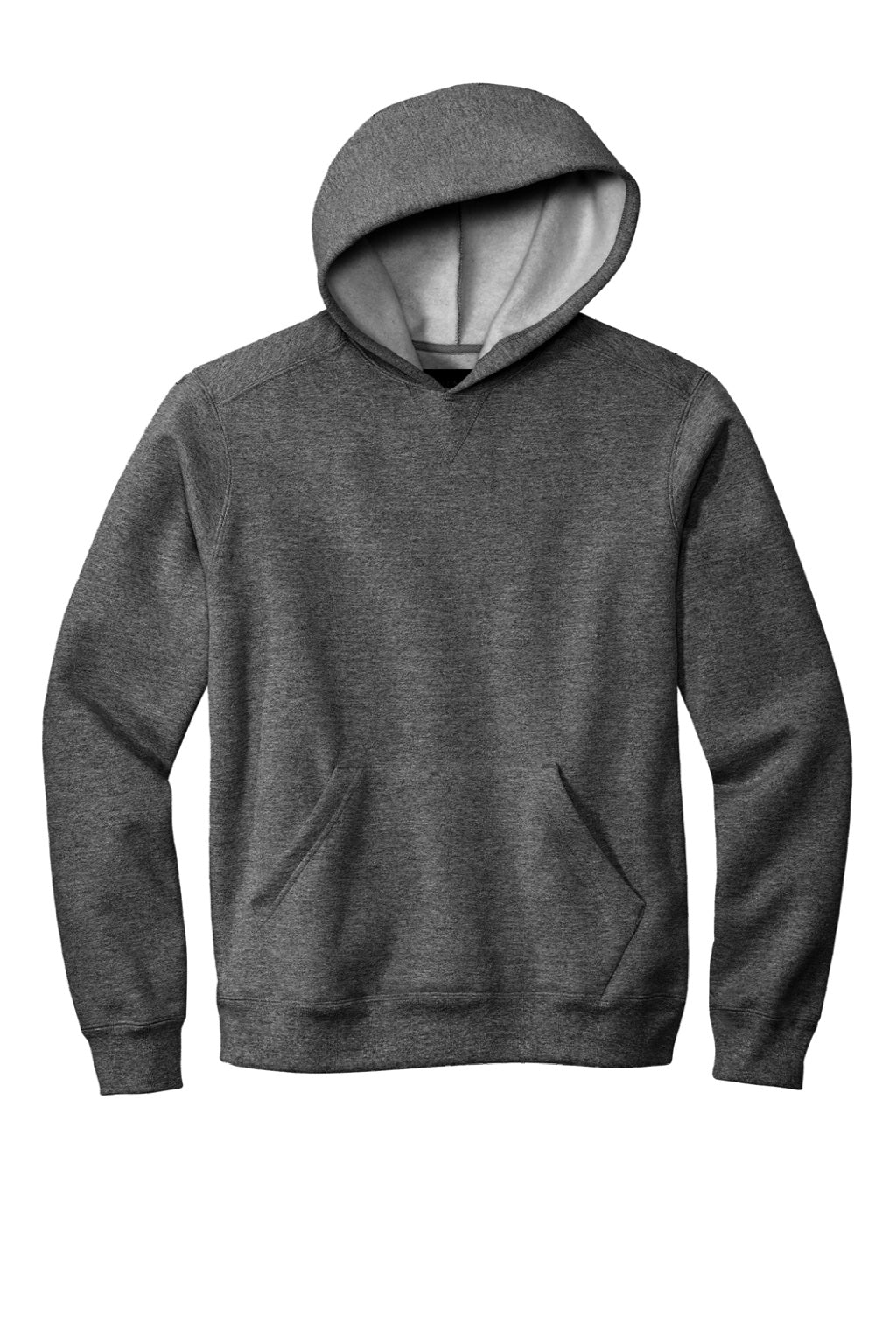 Volunteer Knitwear VL130H Mens USA Made Chore Fleece Hooded Sweatshirt Hoodie w/ Pouch Pocket Heather Charcoal Grey Flat Front