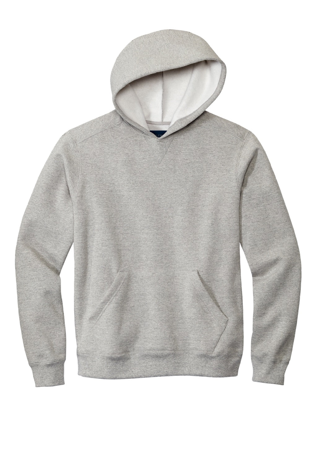 Volunteer Knitwear VL130H Mens USA Made Chore Fleece Hooded Sweatshirt Hoodie w/ Pouch Pocket Heather Grey Flat Front
