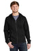 Volunteer Knitwear VL130ZH Mens USA Made Chore Fleece Full Zip Hooded Sweatshirt Hoodie w/ Pockets Deep Black Model Front