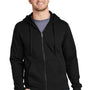 Volunteer Knitwear Mens USA Made Chore Fleece Full Zip Hooded Sweatshirt Hoodie w/ Pockets - Deep Black