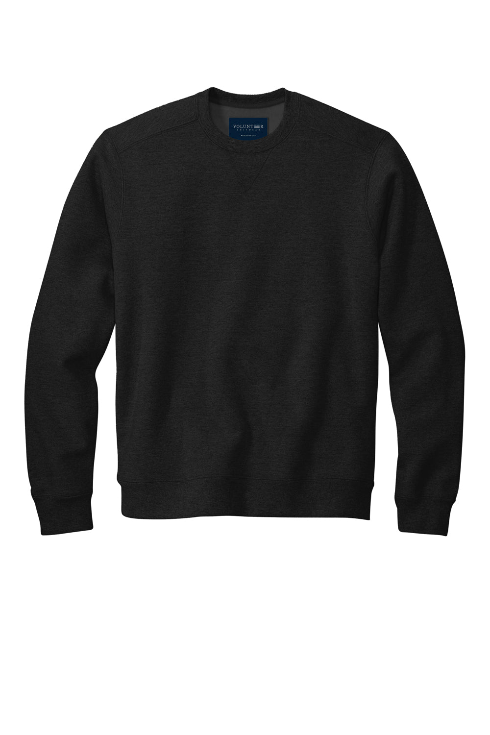 Volunteer Knitwear VL130 Mens USA Made Chore Fleece Crewneck Sweatshirt Deep Black Flat Front