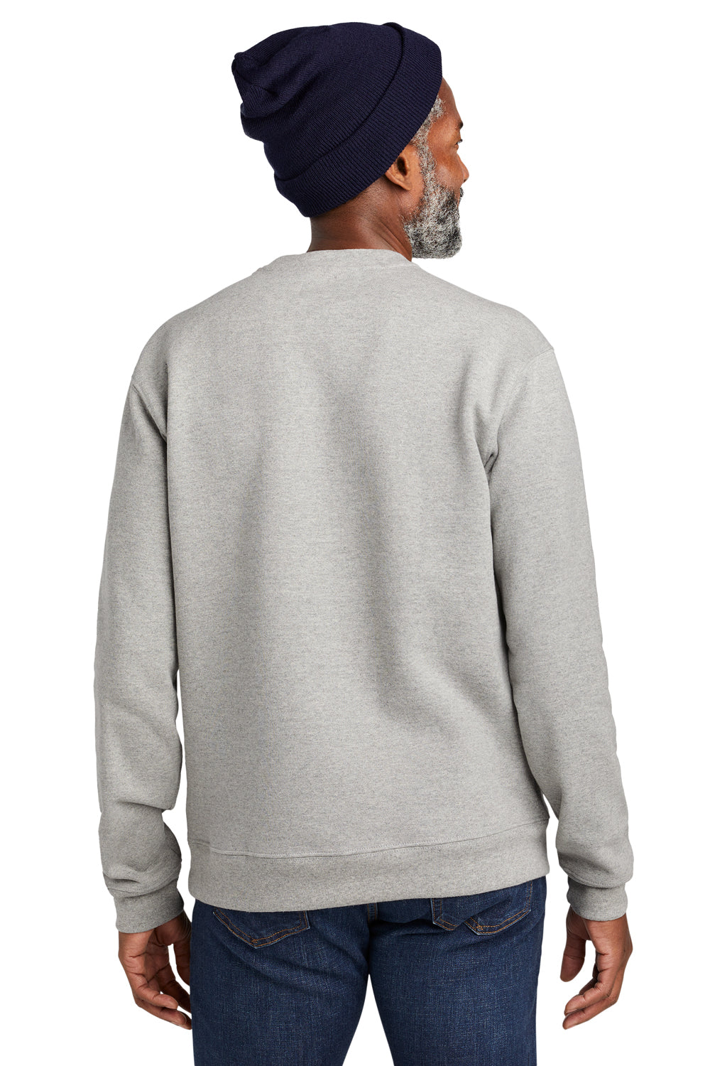 Volunteer Knitwear VL130 Mens USA Made Chore Fleece Crewneck Sweatshirt Heather Grey Model Back