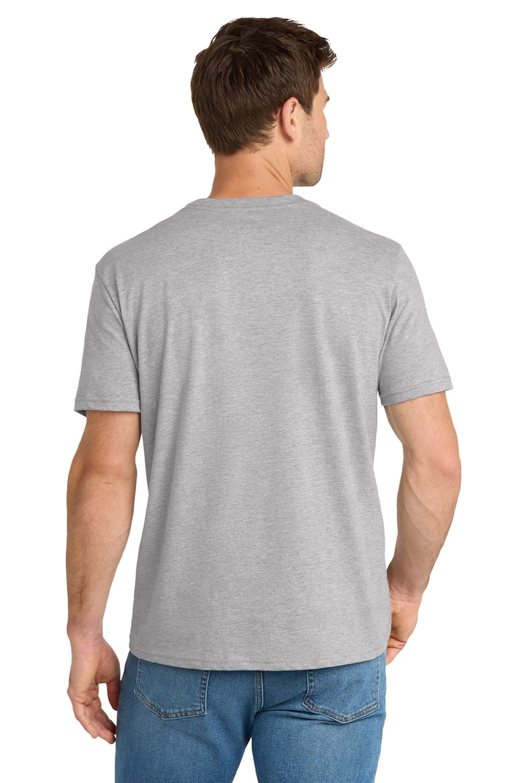 Volunteer Knitwear VL45 Mens USA Made Daily Short Sleeve Crewneck T-Shirt Heather Grey Model Back