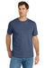 Volunteer Knitwear VL45 Mens USA Made Daily Short Sleeve Crewneck T-Shirt Heather Navy Blue Model Front
