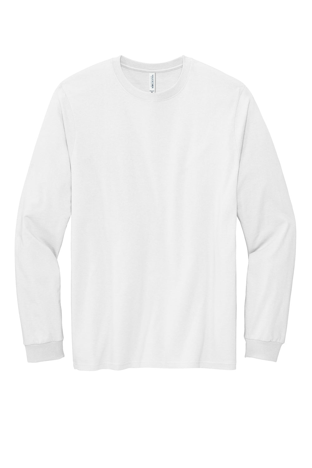 Volunteer Knitwear VL60LS Mens USA Made Chore Long Sleeve Crewneck T-Shirt White Flat Front
