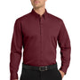 Port Authority Mens Carefree Stain Resistant Long Sleeve Button Down Shirt w/ Pocket - Burgundy
