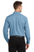 Port Authority W100/TW100 Mens Carefree Stain Resistant Long Sleeve Button Down Shirt w/ Pocket Carolina Blue Model Back