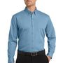 Port Authority Mens Carefree Stain Resistant Long Sleeve Button Down Shirt w/ Pocket - Carolina Blue