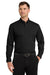 Port Authority W100/TW100 Mens Carefree Stain Resistant Long Sleeve Button Down Shirt w/ Pocket Deep Black Model Front