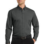 Port Authority Mens Carefree Stain Resistant Long Sleeve Button Down Shirt w/ Pocket - Graphite Grey