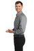 Port Authority W100/TW100 Mens Carefree Stain Resistant Long Sleeve Button Down Shirt w/ Pocket Gusty Grey Model Side