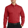 Port Authority Mens Carefree Stain Resistant Long Sleeve Button Down Shirt w/ Pocket - Rich Red