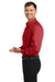 Port Authority W100/TW100 Mens Carefree Stain Resistant Long Sleeve Button Down Shirt w/ Pocket Rich Red Model Side
