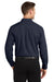 Port Authority W100/TW100 Mens Carefree Stain Resistant Long Sleeve Button Down Shirt w/ Pocket River Navy Blue Model Back